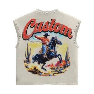 Camiseta sin Mangas con Diseño Gráfico Moderno Personalizado, 100% Algodón, Impresión DTF, con Pedrería, Estilo Urbano, Unisex, Venta al Por Mayor OEM - Product Image 4