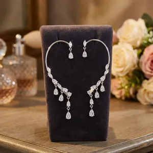 Charming Best Quality <b>Silver</b> Plated Brass CZ Zircon Cuff <b>Earrings</b> For Women's <b>Wedding</b> Evening Wear - Product Image 1