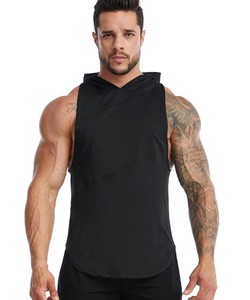 Débardeurs à capuche décontractés pour hommes, respirants, 100% coton, pour la musculation, la salle de sport, la musculation - Débardeurs à capuche sans manches - Product Image 3