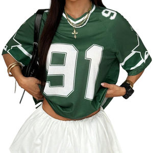 Camiseta Deportiva de Fútbol Americano Personalizada, Talla Grande, Verano, Informal, Malla Transpirable, Corte Regular, Verde, Venta al Por Mayor - Product Image 1