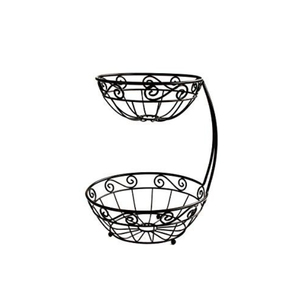 Double Tier Metal <b>Storage</b> Basket Rectangular Standing <b>Rack</b> for <b>Kitchen</b> Sundries Minimalist Design Durable Wire Holder - Product Image 2