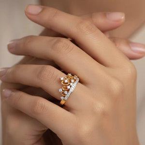 แหวนแต่งงานรูปหัวใจคริสตัลสีทองสำหรับผู้หญิง - Product Image 6