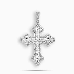 Luxury Silver <b>Iced</b> <b>Out</b> Cross Pendant Necklace |Christian Cross Charm with Tennis <b>Chain</b> | Stainless Steel - Product Image 2
