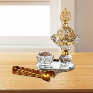 Quemador de Incienso Árabe de Vidrio Premium Kraft World, Quemador de Bakhoor con Pinzas, Incienso Árabe Moderno - Product Image 1