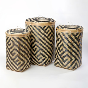 Bathroom organizers bamboo laundry <b>hamper</b> <b>basket</b> set natural weaved bin multi storage bins wholesale - Product Image 6