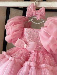 ชุดเดรสวันเกิดเด็กผู้หญิงประดับเลื่อมพร้อมที่คาดผมโบว์เข้าชุด ชุดปาร์ตี้กระโปรงบัลเลต์สีชมพูระยิบระยับสำหรับทารกและเด็กวัยหัดเดิน - Product Image 6
