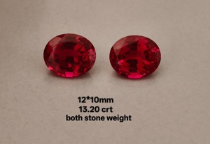 Pierre précieuse rouge rubis 100 % naturelle, créée en laboratoire, polie, pour la fabrication de bijoux fins et de luxe, tels que bagues, boucles d'oreilles, pendentifs. - Product Image 1