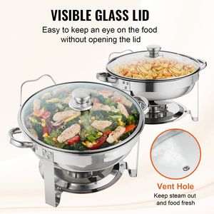 Set da Buffet in Acciaio Inossidabile da 4 Qt, 2 Pezzi, Scaldavivande per Catering con Ventilazione, Include 2 Vasche di Grandi Dimensioni - Product Image 4