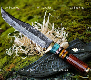 Couteau de chasse en acier au carbone UA Supplies, lame à pointe tombante, manche en cuir, couteau à lame fixe pour la survie en extérieur, épaisseur de 0,5 mm, longueur totale de 13 pouces - Product Image 4