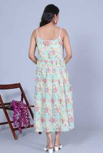 Vestido Midi Holgado de Algodón 100% con Estampado Floral Digital, Sin Mangas, Corte en A, Casual, con Dobladillo Asimétrico y Cuello Redondo, para Uso Diario, ODM, Primavera-Verano - Product Image 2