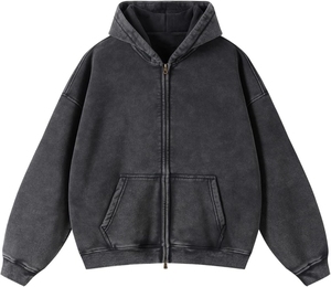 Sweat à capuche zippé pour femme grande taille 100% coton lavé, haute qualité, respirant, décontracté, vêtement d'extérieur d'hiver pour femme, logo personnalisé - Product Image 2