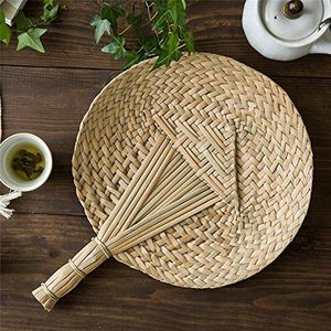 Éventail artisanal en rotin tressé, style tropical, pour décoration d'intérieur de luxe, idéal pour les mariages en plein air, les événements et les cadeaux pour invités. - Product Image 1