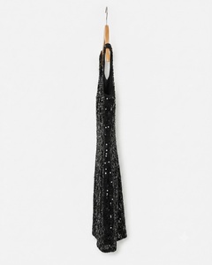 <b>Black</b> Fashion Printed <b>Sequined</b> Sleeveless Sheath Dress Scoop Neck Above Knee Length Party Gown - Product Image 3