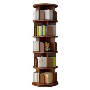 Librería Giratoria de 360 Grados, Estantería Redonda de 5 Niveles, Organizador de Almacenamiento de Madera para Dormitorio Infantil, Sala de Estar, Biblioteca - Product Image 1