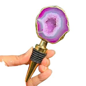 Agate Bottle <b>Stopper</b> | Agate Gemstone Gold Plated <b>Wine</b> Bottle <b>Stopper</b> From ELEGANT AGATE - Product Image 1