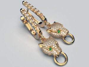 Colgante de Pantera Chapado en Oro de Plata de Ley 925 Hecho a Mano con Circonita Cúbica, Joyería de Lujo para Mujer - Product Image 1