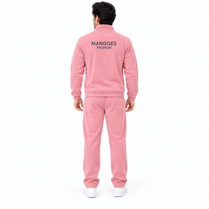 Unisex <b>Pink</b> 100% Cotton Eco-Friendly Breathable Lightweight Fleece <b>Tracksuit</b> Full Zip Sweatshirt Sweatpants <b>Set</b> Casual Summer - Product Image 2