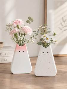 Cute Cat Ceramic Opaque Glaze Handmade Minimalist Tabletop Vase & <b>Flower</b> Holder for <b>Dried</b> <b>Flowers</b> Desk Decor - Product Image 1