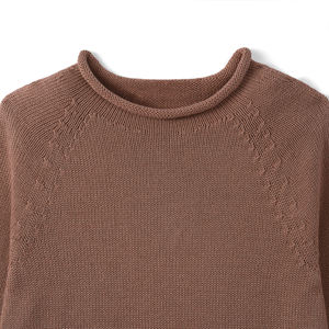 เสื้อสเวตเตอร์เด็กถักนิตติ้งคุณภาพสูง คอโอ แขนยาว สีพื้น ผ้าฝ้าย 100% สวมใส่สบาย เหมาะสำหรับฤดูหนาว - Product Image 2