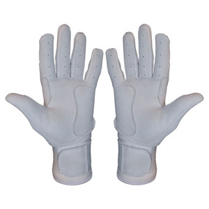 Gants de frappeur de baseball en cuir blanc intégral, respirants, doigts perforés, paume texturée pour une meilleure adhérence, sangle de poignet réglable, Velcro, XXL/XL - Product Image 4