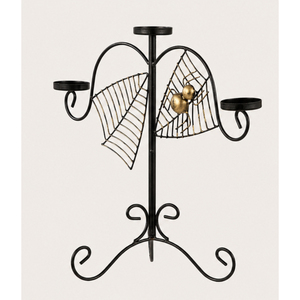 เชิงเทียนเหล็กทำมือ ดีไซน์ใบไม้สวยงาม 3 แขน สำหรับตกแต่งบ้าน - Product Image 3