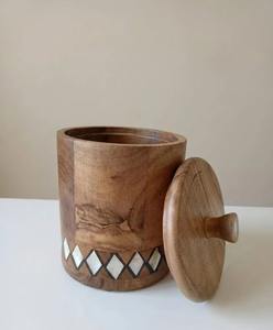 Caja de Especias de Madera Sólida con Acabado Natural de Primera Calidad, Recipientes de Almacenamiento con Cuchara, Fabricante de Fábrica India - Product Image 3