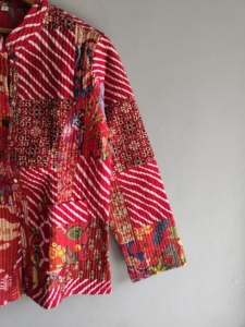 Quilted <b>Patchwork</b> <b>Jacket</b> Women's Mandarin Collar Full Sleeve Cotton Autumn Style Regular Length Hand Embroidery Design gift - Product Image 3
