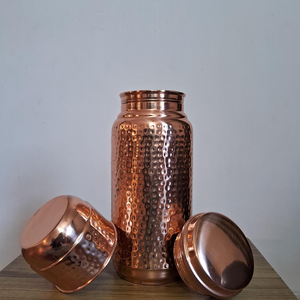 Hammered Pure Copper <b>Water</b> <b>Bottle</b> with Lid Handmade Copper Drinking <b>Bottle</b> Ayurvedic <b>Water</b> Storage <b>Bottle</b> Traditional <b>Metal</b> Drin - Product Image 4