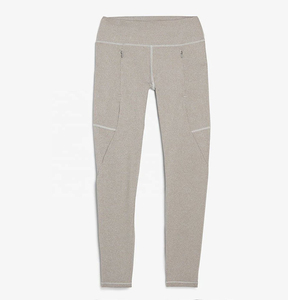 High Waist Full Length Solid Gray Yoga <b>Leggings</b> <b>With</b> <b>Pockets</b> Seamless Elastic Waist Four-Way Stretch Pants By Run Apparel - Product Image 4