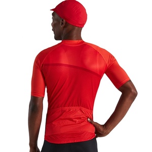 Maillot de ciclismo rojo para hombre, manga corta, diseño de malla transpirable, cremallera frontal completa, ropa deportiva, logotipo personalizado, maillots de ciclismo para hombre - Product Image 3