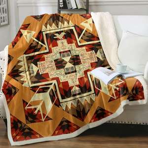 मूल अमेरिकी पैटर्न सोफे कंबल 60x80 इंच नरम शेर्पा फ्लेक्सी और बेडरूम के सजावट के लिए फेंक दिया - Product Image 1