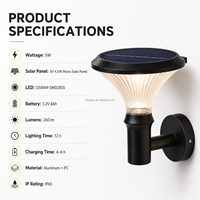 Applique murale extérieure LED solaire étanche IP65 avec fixation détachable pour jardin