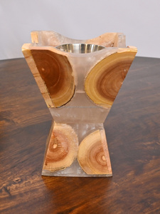 Handcrafted Natural Wooden Epoxy Resin Bakhoor Burner Shaped Traditional Charcoal <b>Cone</b> Resin <b>Incense</b> Sandalwood - Product Image 5