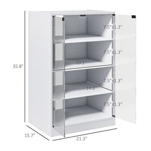 Armadietto multimediale bianco a 5 livelli con ripiani regolabili e supporto per soggiorno con gestione cavi per porte in vetro temperato - Product Image 3