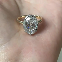 Anillo de compromiso y boda victoriano georgiano de 3 quilates con diamante ovalado cultivado en laboratorio, certificado IGI, oro amarillo de 18k, corte de lujo, engaste tipo botón, envío gratis