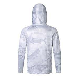 เสื้อฮู้ดดี้ตกปลาผู้ชายดีไซน์ใหม่ มีกระเป๋าซิปด้านหน้า ดีไซน์ OEM น้ำหนักเบา แขนยาว แห้งเร็ว - Product Image 2