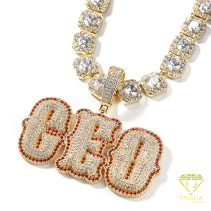 KING <b>Initial</b> Pendant Necklace For Men Iced Out Crystal Cuban <b>Chain</b> Rhinestone Hip Hop Streetwear Statement Fashion Jewelry - Product Image 5