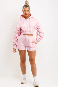 Heavy <b>Weight</b> French Terry Custom Dye <b>Women</b> Hoodies Shorts <b>Set</b> Premium Matching <b>Set</b> Ultra Soft Fleece Lined <b>Women</b> Hoodies Shorts - Product Image 5