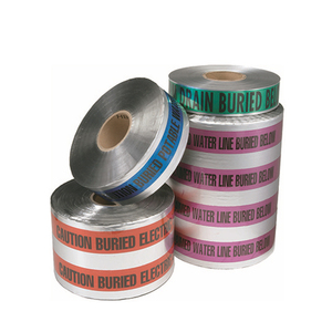 Detecteerbare aluminium ondergrondse waarschuwingstape, blauwe detecteerbare <span class=keywords><strong>tape</strong></span> voor kabel- en rioolmarkering onder de grond - Product Image 2