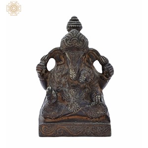 Sculpture de décoration de table en laiton Ganesha de 3.5 pouces fabriquée à la main en Inde - Product Image 2