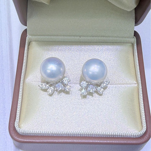 Zhuji Premium Freshwater Pearl <b>Stud</b> <b>Earrings</b> 12-13mm Round Almost Flawless Pure <b>Silver</b> Earnail Detachable Premium Petals - Product Image 4