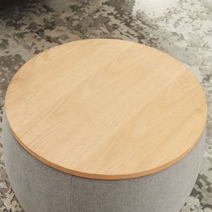 Pouf Contenitore Rotondo Grigio 2 in 1 65x65x37 cm - Tavolino Funzionale e Pouf - Product Image 3