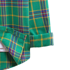 Camisa de Franela de Algodón a Cuadros de Color Verde, la Más Vendida, con Botones y Ojales - Product Image 5