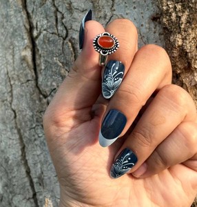 Anillo Boho de Latón con Cornalina Natural, Chapado en Plata 925, Anillo Hecho a Mano con Gema Delicada - Product Image 5
