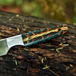 Pine Cone Handle High Quality Carbon Steel Industrial Grade <b>Mirror</b> Polish Fixed Blade Hunting Camping Knife Leather Sheath UA - Product Image 4