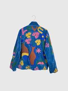Veste en velours brodée, col mandarin, manches longues, motif floral, broderie à la main, grande taille, vêtements de printemps pour femmes - Product Image 2