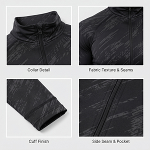 Veste d'entraînement ajustée pour homme, respirante, écologique, vêtements de sport, fermeture éclair intégrale, veste de compression en polyester imprimée pour homme - Product Image 6