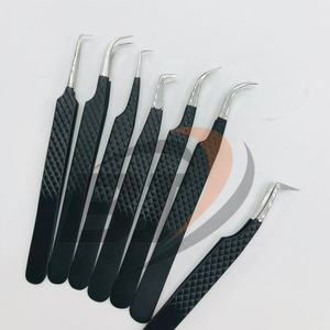 Pinzas profesionales de Extensión de pestañas de acero inoxidable negro mate de alta calidad logotipo personalizado punta puntiaguda volumen pestañas - Product Image 4