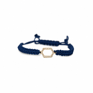 Bracelet pour femme en or 14 carats plaqué rhodium noir, macramé, diamants CVD cultivés en laboratoire F VVS VS, design halo hexagonal, cordon tressé réglable - Product Image 6