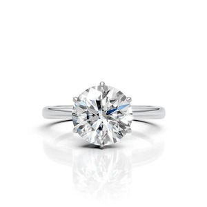 Bague statement en diamant en or blanc 14 carats, bijou audacieux pour homme, avec un solitaire rond brillant central. - Product Image 1